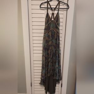 Vintage Diesel Maxi  Olive Green Patterned Dress
